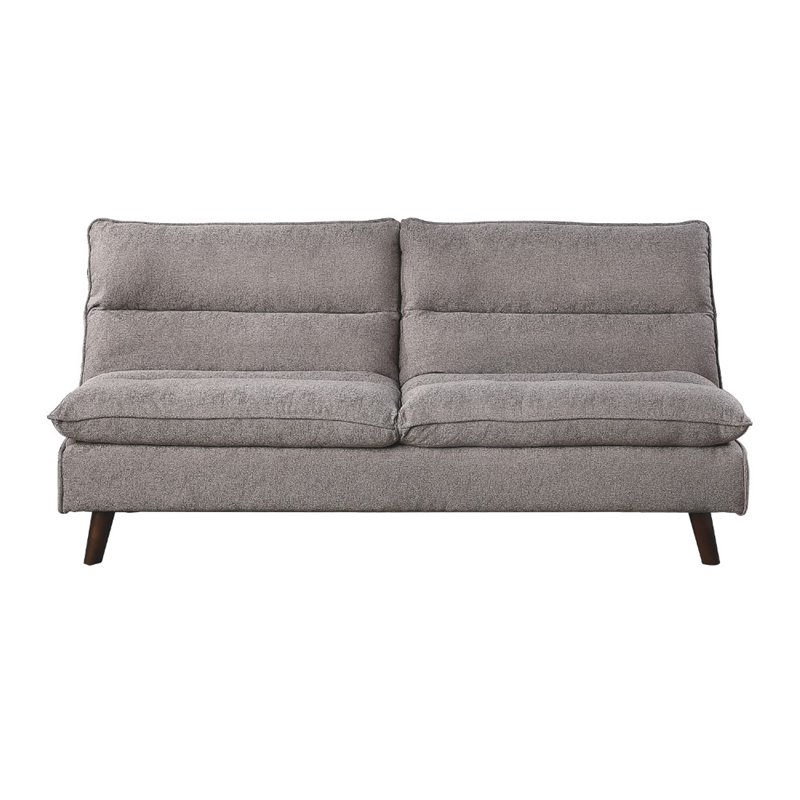 Pemberly Row Click Clack Convertible Sleeper Sofa with Wood Feet in Brown