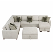 Pemberly Row 5-Pc Microfiber Sectional with Pull-Out Bed & Ottoman in Sage Sand