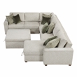 Pemberly Row 5-Pc Microfiber Sectional with Pull-Out Bed & Ottoman in Sage Sand