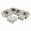 Pemberly Row 5-Pc Microfiber Sectional with Pull-Out Bed & Ottoman in Sage Sand