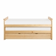 Pemberly Row Wood Twin Over Twin Bed with Pull-Out Trundle in Natural Pine