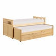 Pemberly Row Wood Twin Over Twin Bed with Pull-Out Trundle in Natural Pine