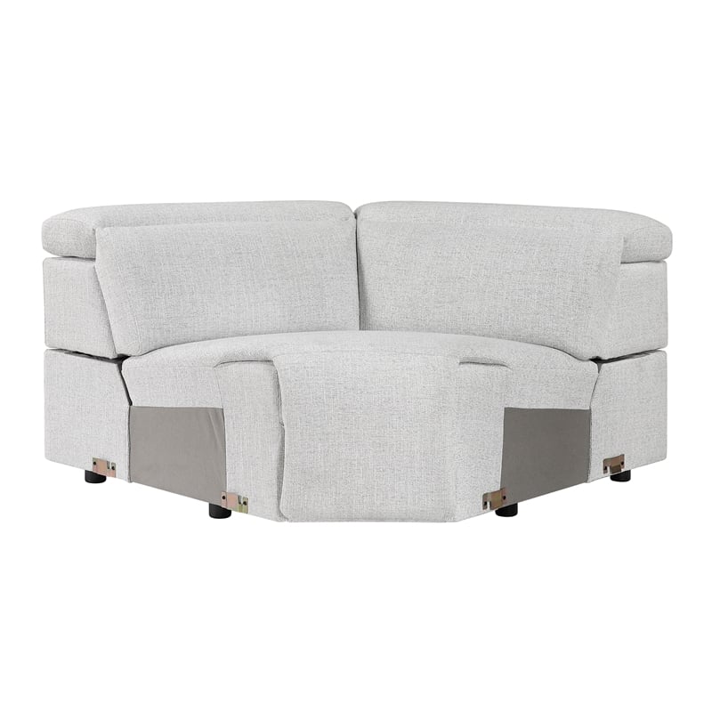 Pemberly Row Chenille Rounded Modular Corner Seat with Pocket Coils in Cloud