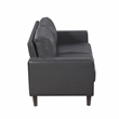 Pemberly Row Faux Leather Loveseat with Square Arms and Wood Legs in Dark Gray