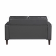 Pemberly Row Faux Leather Loveseat with Square Arms and Wood Legs in Dark Gray