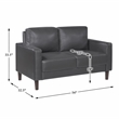 Pemberly Row Faux Leather Loveseat with Square Arms and Wood Legs in Dark Gray