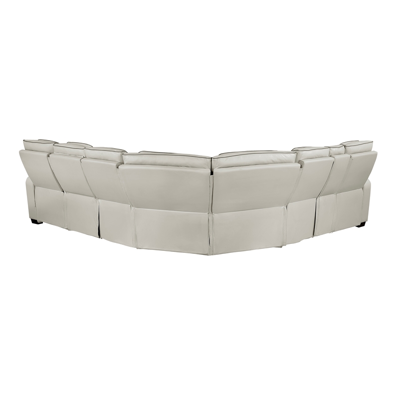 Pemberly Row Faux Leather 3-Piece Power Reclining Sectional with LED in Taupe