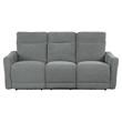 Pemberly Row Chenille Power Double Reclining Sofa with USB Charging in Gray
