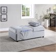 Pemberly Row Velvet Convertible Storage Bench with Pull-Out Ottoman in Gray
