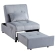 Pemberly Row Velvet Convertible Storage Bench with Pull-Out Ottoman in Gray