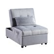 Pemberly Row Velvet Convertible Storage Bench with Pull-Out Ottoman in Gray