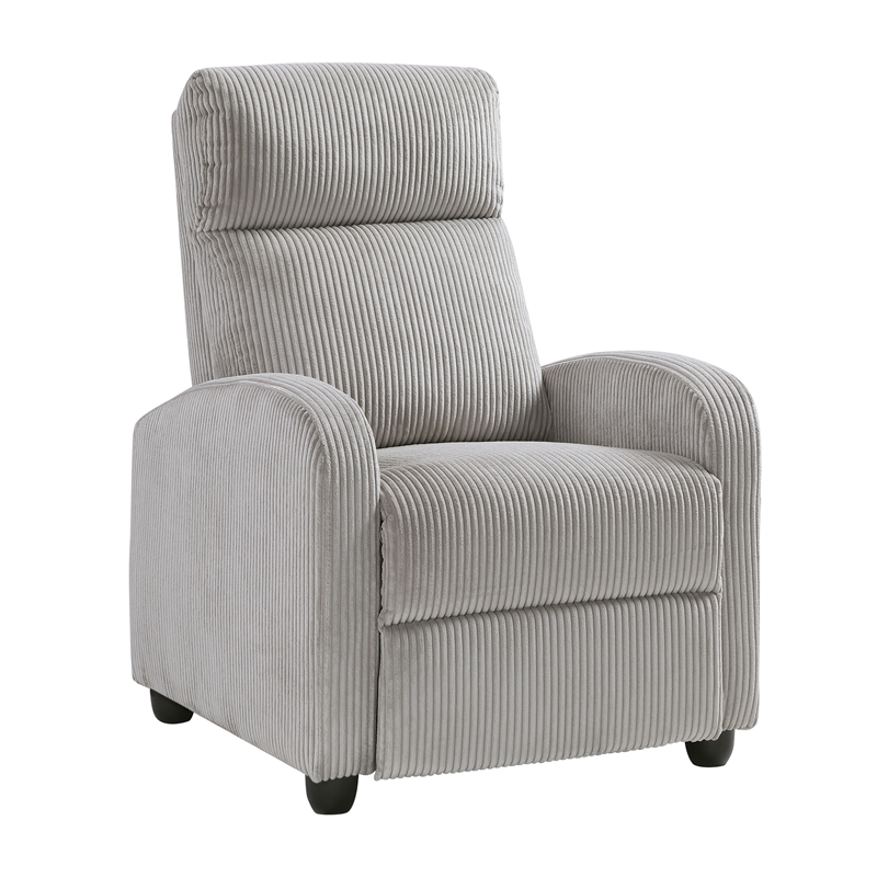 Pemberly Row Corduroy Push-Back Reclining Chair with Removable Seat - Light Gray