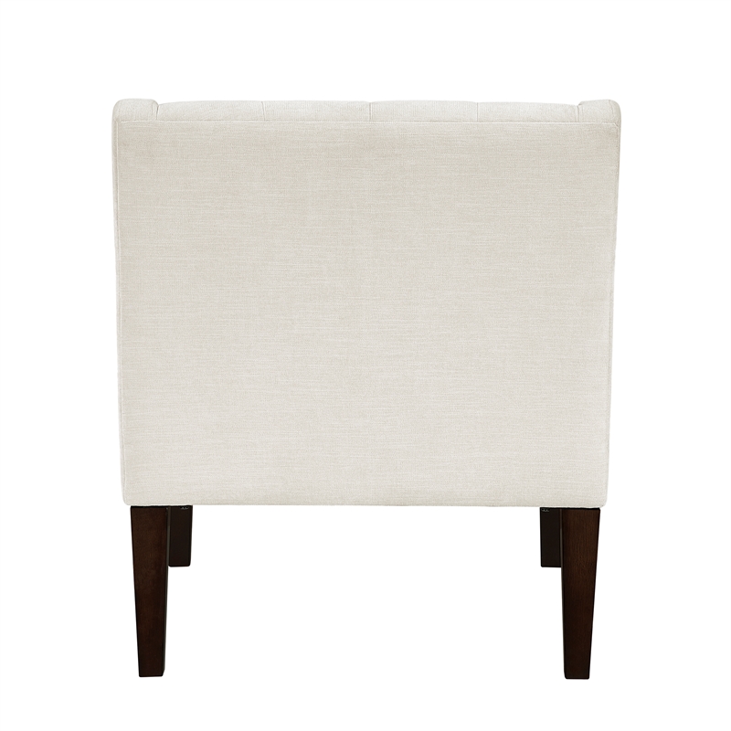 Pemberly Row Button-Tufted Textured Accent Chair with Rubberwood Legs in Beige
