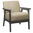 Pemberly Row Rubberwood Textured Fabric Brown Accent Chair with Gray Frame