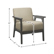 Pemberly Row Rubberwood Textured Fabric Brown Accent Chair with Gray Frame