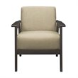 Pemberly Row Rubberwood Textured Fabric Brown Accent Chair with Gray Frame