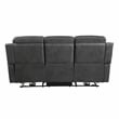 Pemberly Row Microfiber Double Reclining Sofa with Nailhead Trim in Smoky Gray