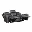 Pemberly Row Microfiber Double Reclining Sofa with Nailhead Trim in Smoky Gray
