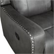 Pemberly Row Microfiber Double Reclining Sofa with Nailhead Trim in Smoky Gray
