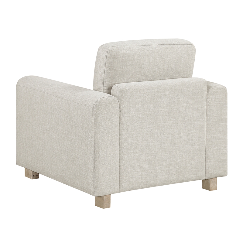 Pemberly Row Textured Chair with Reversible Cushions and Wood Legs in Beige