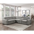 Pemberly Row Polished Microfiber 3-Pc Sectional with Pull-Out Bed in Light Gray