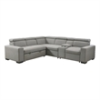 Pemberly Row Polished Microfiber 3-Pc Sectional with Pull-Out Bed in Light Gray