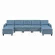 Pemberly Row Textured 7-Piece U-Shaped Modular Sectional with Storage in Blue