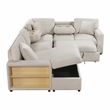 Pemberly Row Boucle Sectional with Left Chaise Pull-Out Bed & USB Ports in Beige
