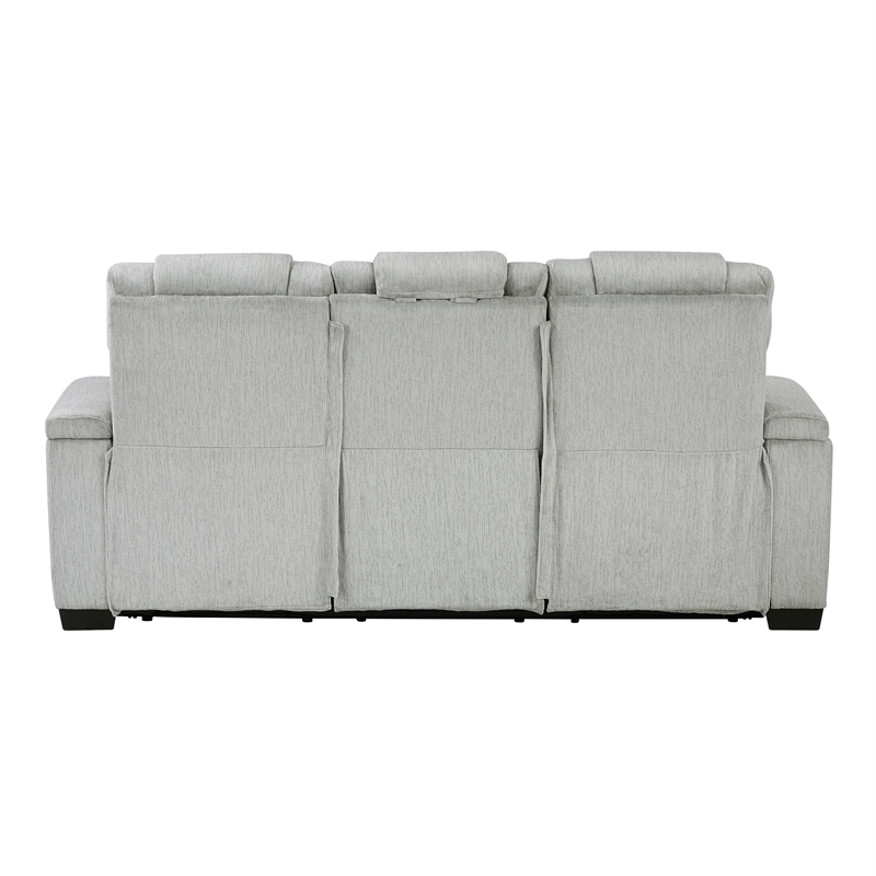 Pemberly Row 2-Pc Reclining Set with LED & Wireless Speakers in Light Gray