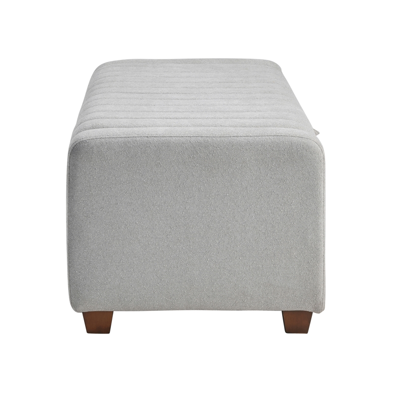 Pemberly Row Boucle Lift-Top Storage Bench with 300 lb Capacity in Gray