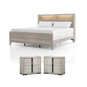 Pemberly Row Bedroom Set of 2 Nightstands and Eastern King Bed