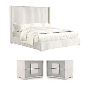 Pemberly Row 3-Piece Bedroom Set of 2 Nightstands and King Bed
