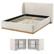 Pemberly Row Bedroom Set of 2 Nightstands and Queen Upholstered Bed