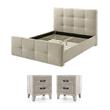 Pemberly Row Bedroom Set of 2 Nightstands and Queen Bed