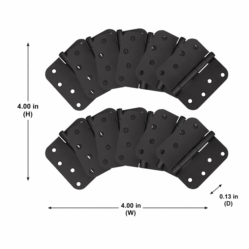 Pemberly Row Stainless Steel Door Hinges Matte Black Radius 12 Pack
