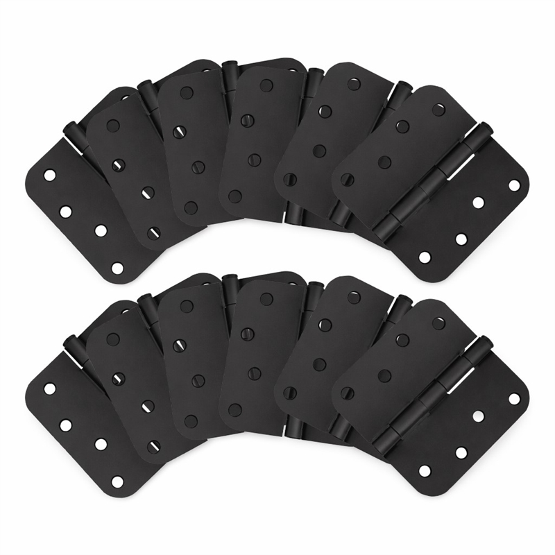 Pemberly Row Stainless Steel Door Hinges Matte Black Radius 12 Pack