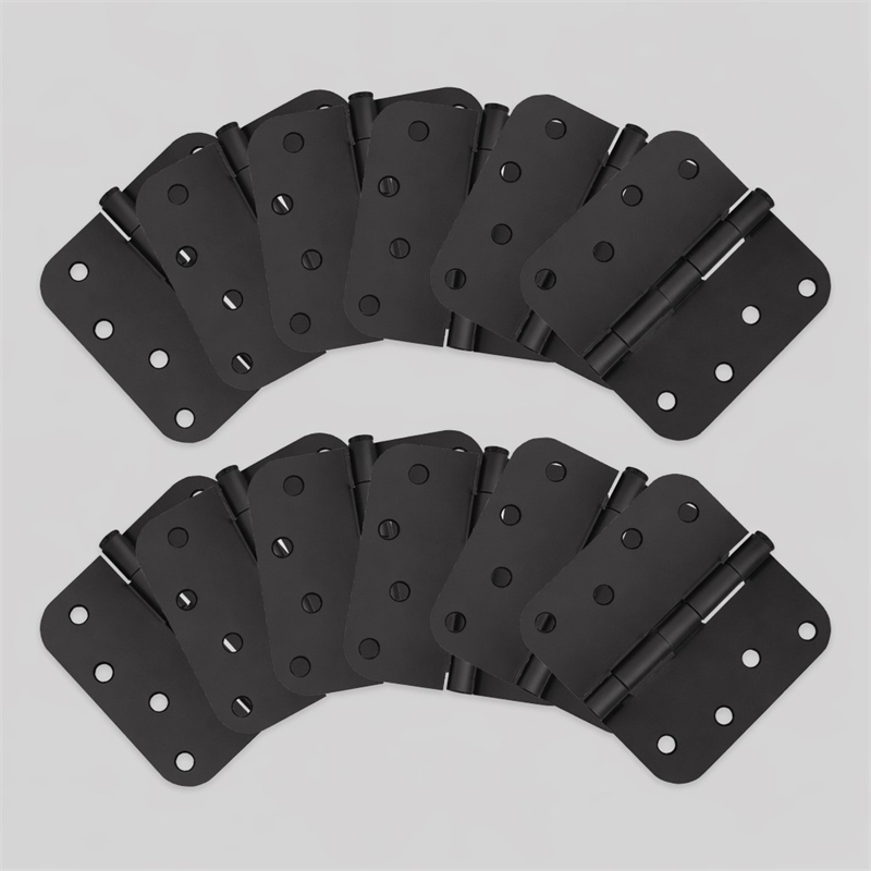 Pemberly Row Stainless Steel Door Hinges Matte Black Radius 12 Pack