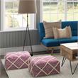 Pemberly Row Handwoven Wool Square Pouf in Magenta and Natural