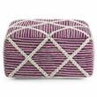 Pemberly Row Handwoven Wool Square Pouf in Magenta and Natural
