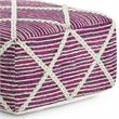 Pemberly Row Handwoven Wool Square Pouf in Magenta and Natural