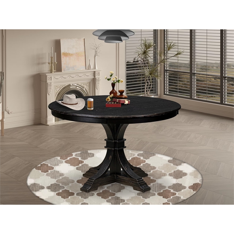 Pemberly Row Modern Dining Table in Sand Blasted Black Finish