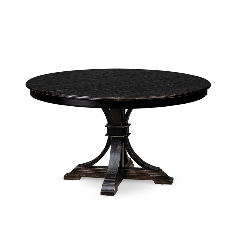 Pemberly Row Round Dining Table in Walnut Acacia Wood Finish