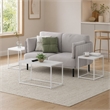 Pemberly Row 3-Piece Coffee Table Set with White Tops and Metal Legs