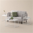 Pemberly Row 3-Piece Coffee Table Set with White Tops and Metal Legs