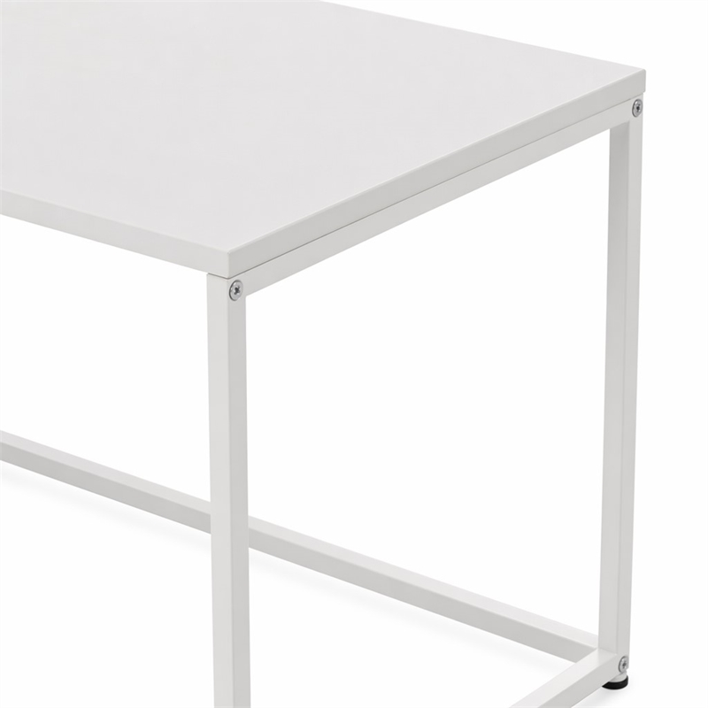 Pemberly Row 3-Piece Coffee Table Set with White Tops and Metal Legs