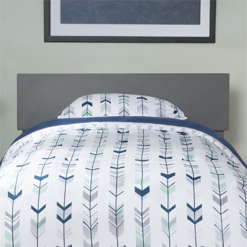 Pemberly Row Twin Wood Panel Headboard in Gray