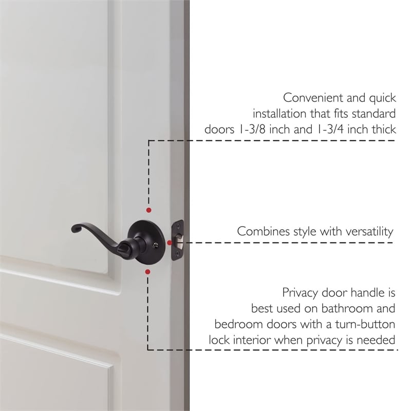 Pemberly Row Scroll Privacy Door Lever in Matte Black