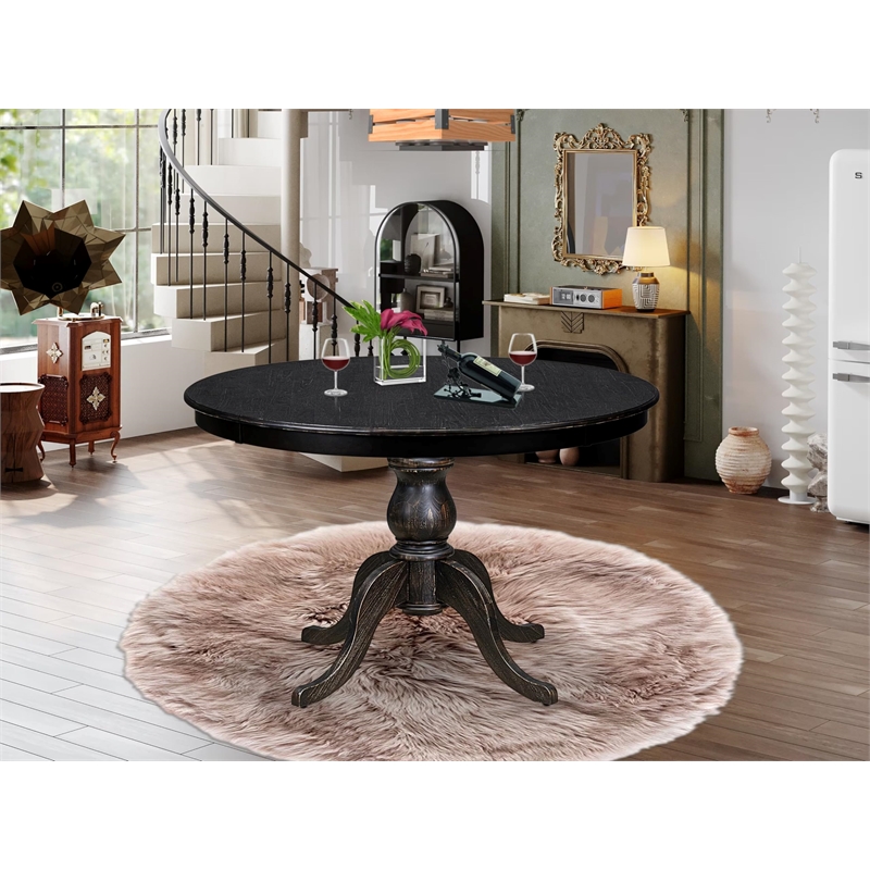 Pemberly Row Modern Wooden Dining Table in Antique Walnut Finish
