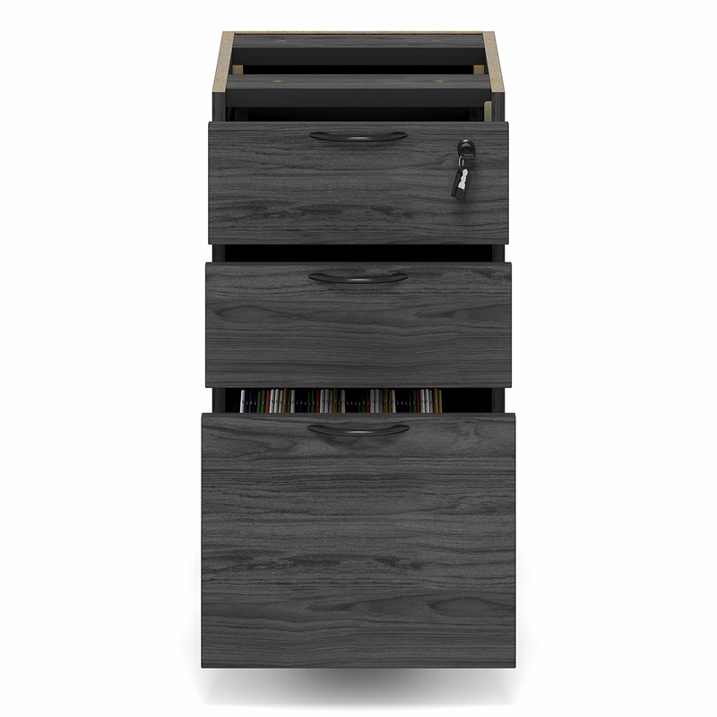 Pemberly Row 3-Drawer Filing Cabinet with Lock in Coastal Grey