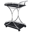 Pemberly Row 2-Tier Glass Bar Cart with Chrome Metal Frame